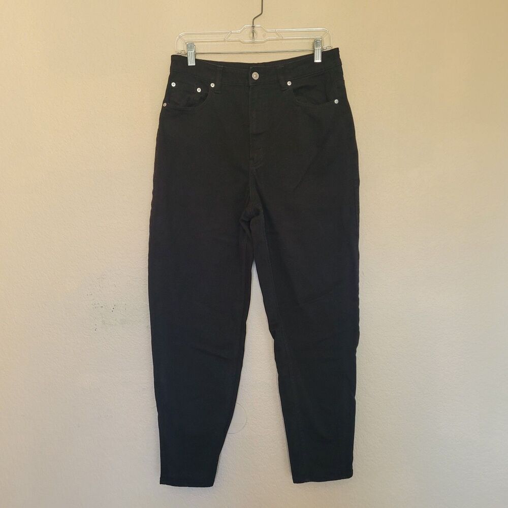 Womens Barrel Leg Jeans Size 10 30x27 Relaxed Black Baggy Loose 100% Cotton